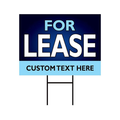 For Lease Yard Sign Personalized 18" x 12" - Visible Text Custom For Lease Yard Sign with Metal H-Stake
