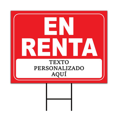 Custom For Rent Yard Sign Personalized - Coroplast Long Lasting Se Alquila Firmar, Custom En RENTA Yard Sign with Metal H-Stake