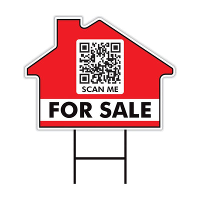 Custom for Sale Yard Sign 18" x 24", 2 Sided Add QR CODE Real Estate Lawn Sign Personalized for Sale by Owner Signs with Metal H-Stake