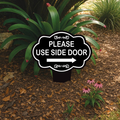 Please Use Side Door Yard Sign 10” x 14” - Rust-free Aluminum. Please Use Front Door Sign for Lawn