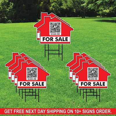 Custom for Sale Yard Sign 18" x 24", 2 Sided Add QR CODE Real Estate Lawn Sign Personalized for Sale by Owner Signs with Metal H-Stake