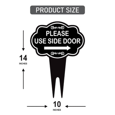 Please Use Side Door Yard Sign 10” x 14” - Rust-free Aluminum. Please Use Front Door Sign for Lawn