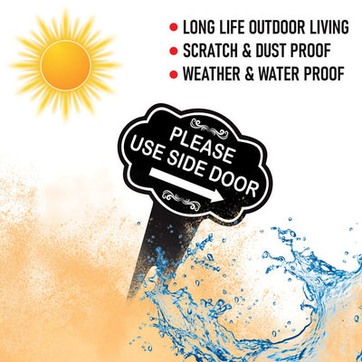 Please Use Side Door Yard Sign 10” x 14” - Rust-free Aluminum. Please Use Front Door Sign for Lawn