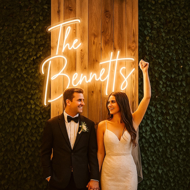 Custom Last Name Neon Sign, Wedding LED Light Sign, Family Name Neon Wall Decor, Custom Neon Sign for Reception, Home or Event Display