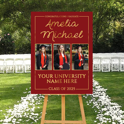 Personalized Graduation Welcome Sign, Custom Class of 2025 Party Sign with Photo